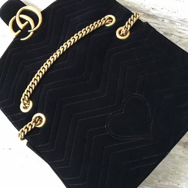 Gucci GG Suede Leather Shoulder Bag 443496 Black