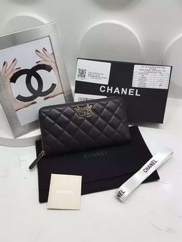 Chanel Original Sheepskin Leather Zippy Wallet A32256 Black