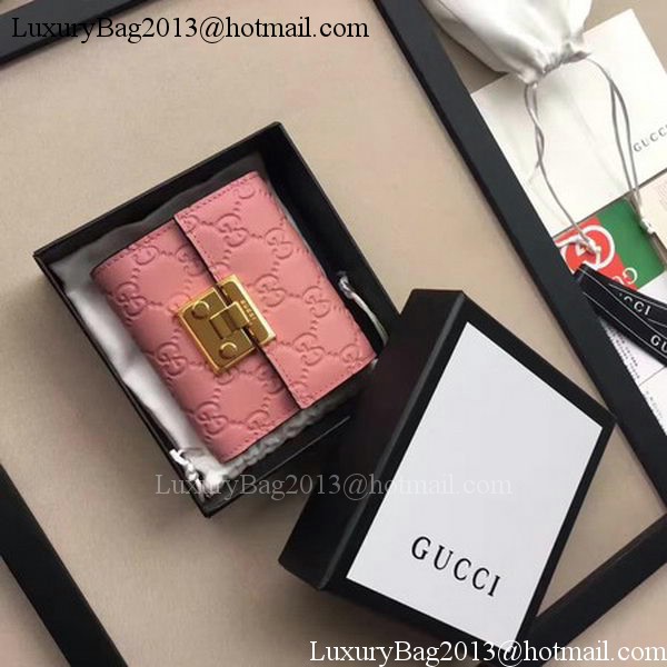 Gucci Signature Leather Padlock Wallet 453155 Pink