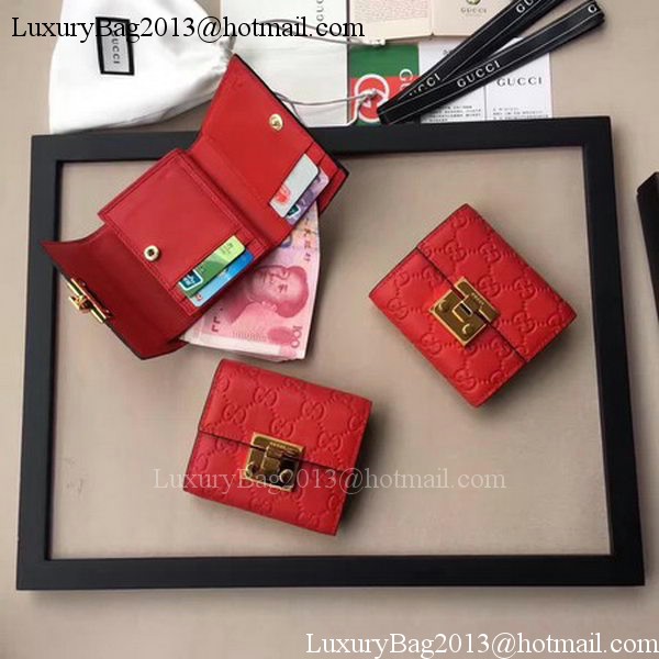 Gucci Signature Leather Padlock Wallet 453155 Red