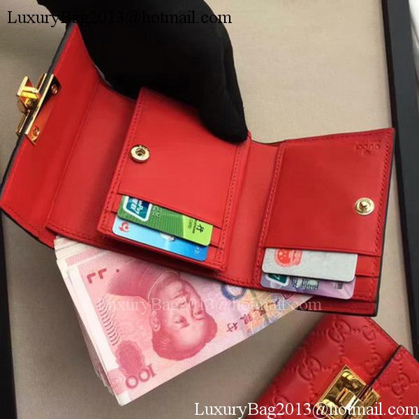 Gucci Signature Leather Padlock Wallet 453155 Red