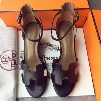 Hermes Leather 70mm Sandal H0741 Black