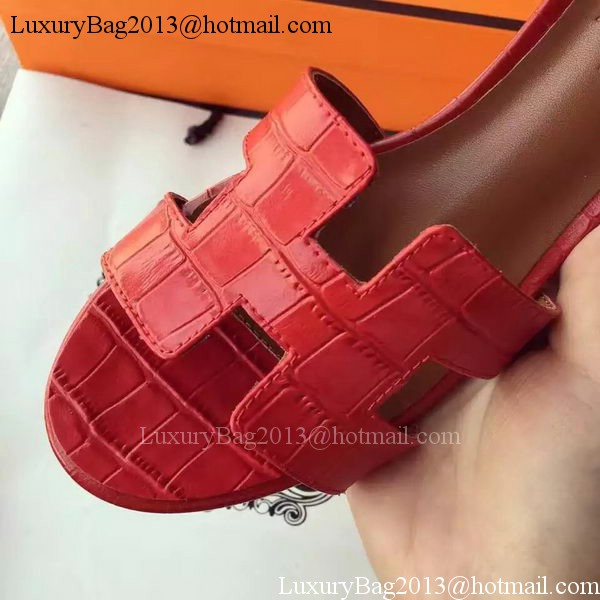 Hermes Leather Slipper HO742 Red