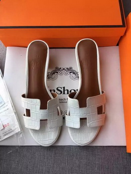 Hermes Leather Slipper HO742 White