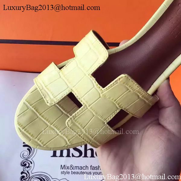 Hermes Leather Slipper HO742 Yellow