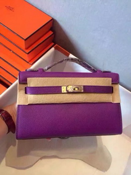 Hermes Kelly 22cm Tote Bag Original Leather KL22 Purple