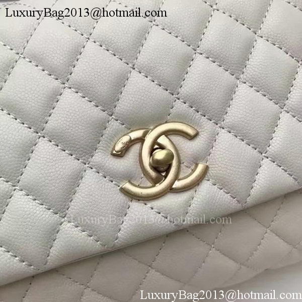 Chanel Classic Top Handle Bag OffWhite Sheepskin Leather A92991 Gold