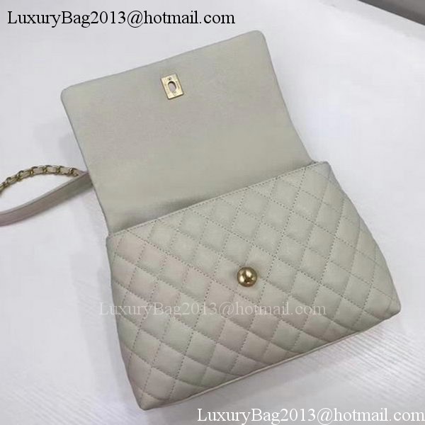 Chanel Classic Top Handle Bag OffWhite Sheepskin Leather A92991 Gold