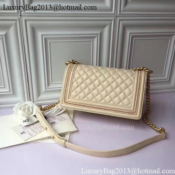 Boy Chanel Flap Shoulder Bag Original Sheepskin Leather A67086 Apricot