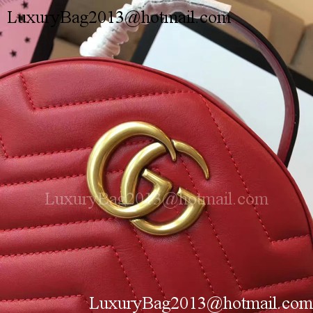 Gucci GG Marmont Quilted Leather Backpack 476671 Red