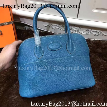 Hermes Bolide 31CM Calfskin Leather Tote Bag B3302 Blue