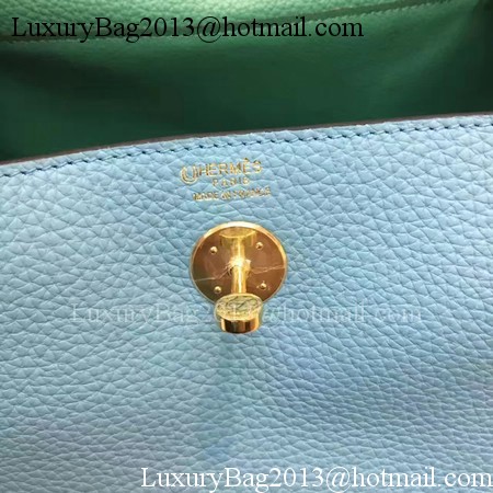 Hermes Lindy 30CM Original Leather Shoulder Bag LD30 Blue&Green