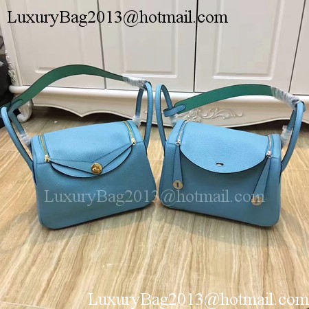 Hermes Lindy 30CM Original Leather Shoulder Bag LD30 Blue&Green