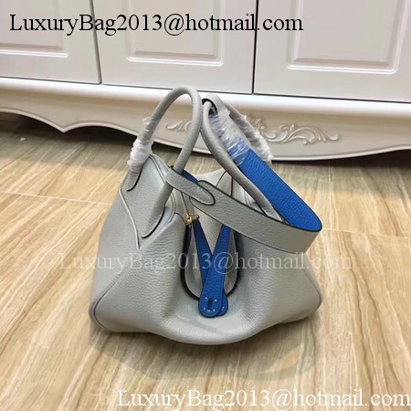 Hermes Lindy 30CM Original Leather Shoulder Bag LD30 Grey&Blue