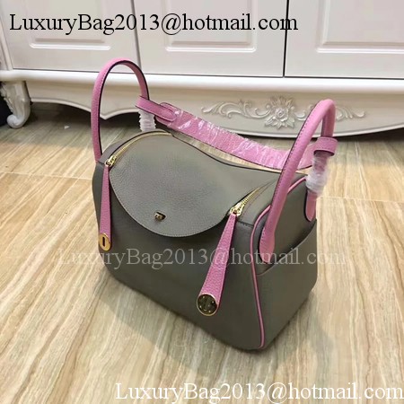 Hermes Lindy 30CM Original Leather Shoulder Bag LD30 Grey&Pink