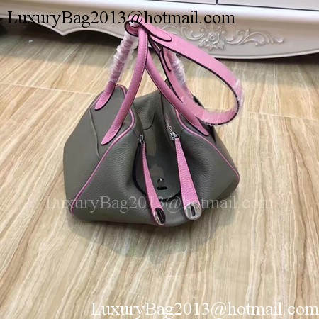 Hermes Lindy 30CM Original Leather Shoulder Bag LD30 Grey&Pink