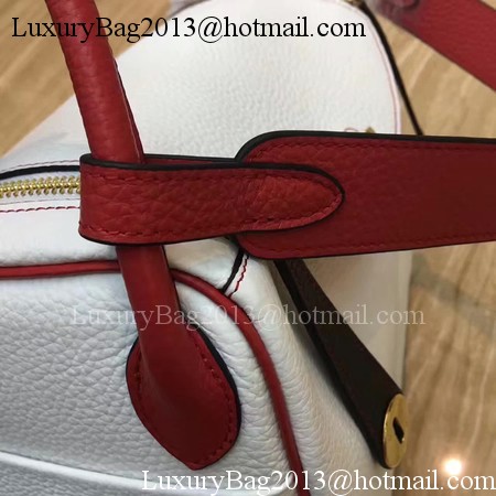 Hermes Lindy 30CM Original Leather Shoulder Bag LD30 White&Red