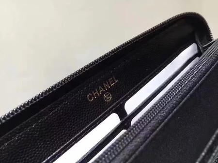 Boy Chanel Zip Around Wallet Black Cannage Pattern CHA5264 Gold