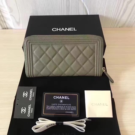 Boy Chanel Zip Around Wallet Cannage Pattern CHA5264 Green