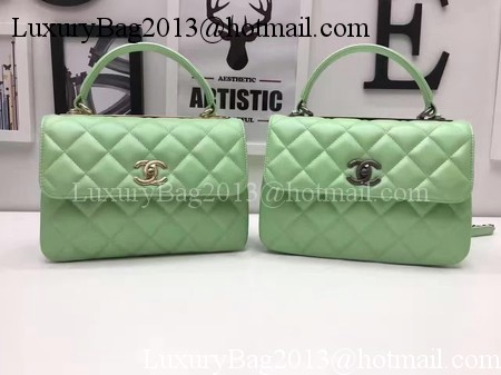 Chanel Classic Top Handle Bag Original Sheepskin Leather A92991 Green