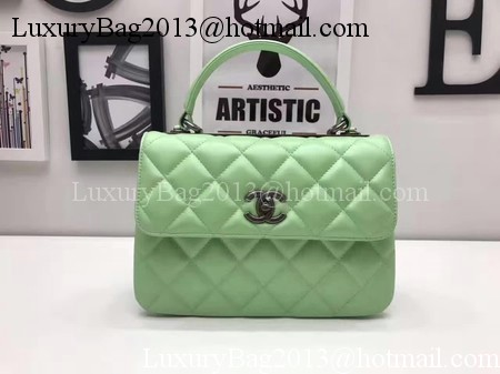 Chanel Classic Top Handle Bag Original Sheepskin Leather A92991 Green