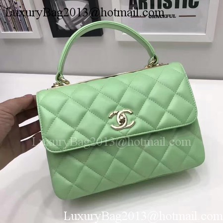 Chanel Classic Top Handle Bag Original Sheepskin Leather A92991 Green