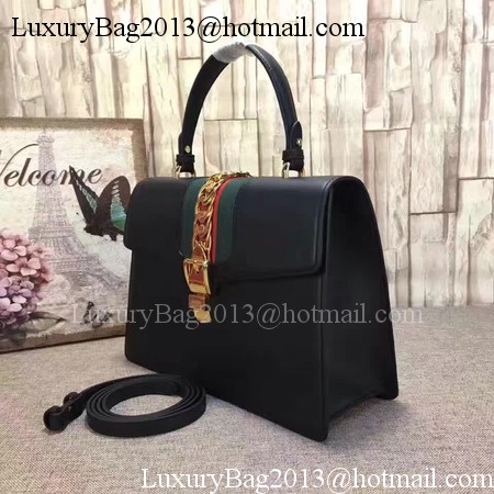 Gucci Sylvie Leather Top Handle Bag 431665 Black