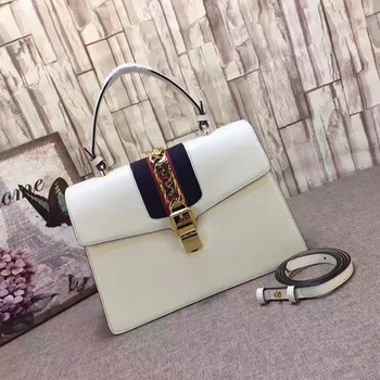 Gucci Sylvie Leather Top Handle Bag 431665 White