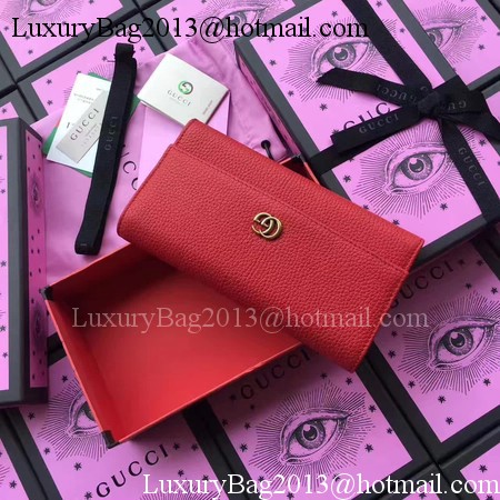 Gucci Leather Continental Wallet 456116 Red