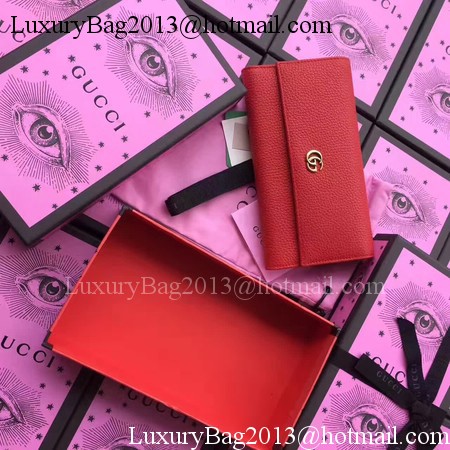 Gucci Leather Continental Wallet 456116 Red