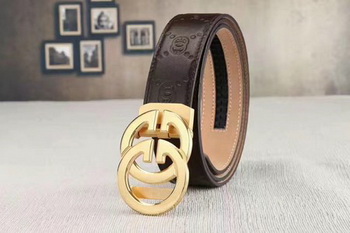 Gucci 34mm Leather Belt GG0801 Brown