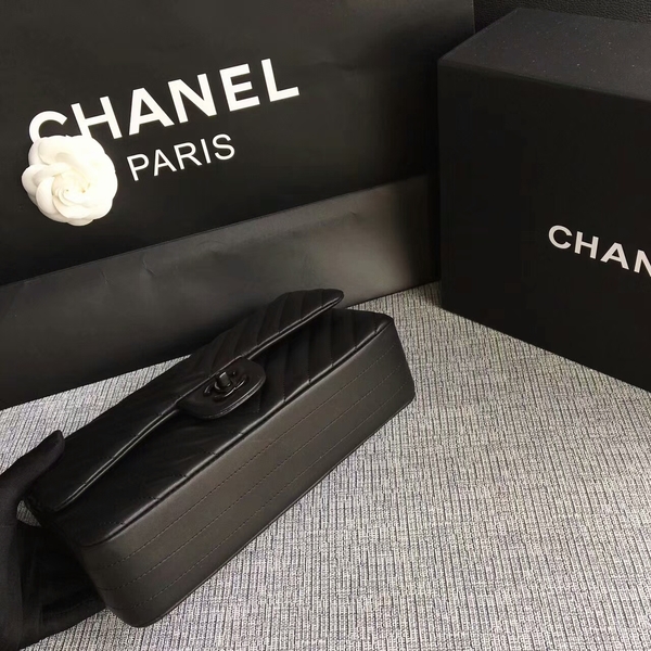 Chanel Flap Shoulder Bags Black Original Sheepskin CF1112