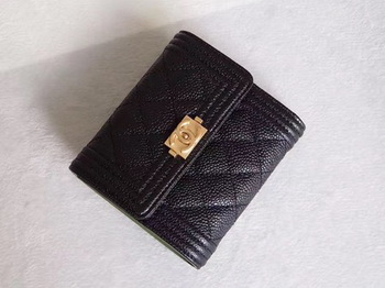 Chanel Matelasse Bi-Fold Wallet Black Cannage Patterns A48980 Gold