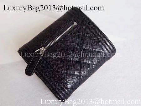 Chanel Matelasse Bi-Fold Wallet Black Cannage Patterns A48980 Silver