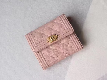 Chanel Matelasse Bi-Fold Wallet Pink Cannage Patterns A48980 Gold