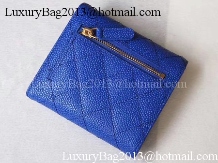 Chanel Tri-Fold Wallet Cannage Pattern Leather A48981 Blue