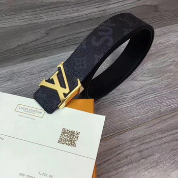 Louis Vuitton SPREME 40mm Black Belt M5899 Gold