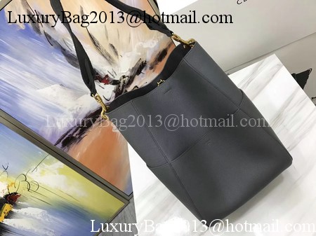 CELINE Sangle Seau Bag in Litchi Leather C3371 Grey