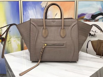 Celine Luggage Phantom Tote Bag Croco Leather CT3372 Apricot