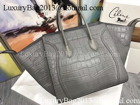 Celine Luggage Phantom Tote Bag Croco Leather CT3372 Grey