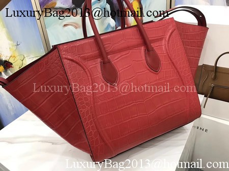 Celine Luggage Phantom Tote Bag Croco Leather CT3372 Red