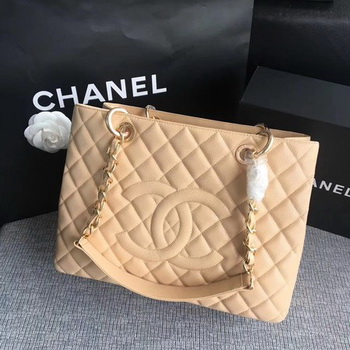 Chanel LE Boy Grand Shopping Tote Bag GST Apricot Cannage Pattern A50995 Gold