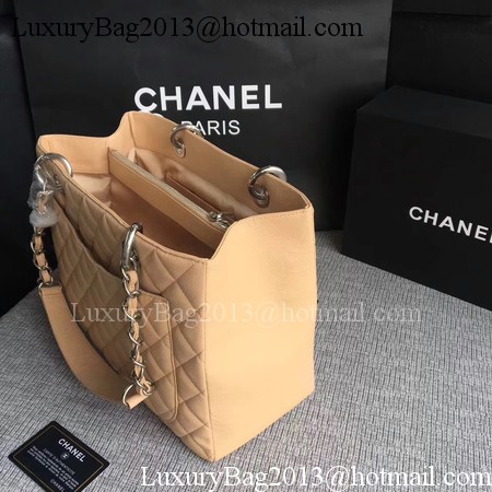 Chanel LE Boy Grand Shopping Tote Bag GST Apricot Cannage Pattern A50995 Silver