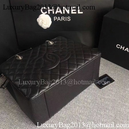 Chanel LE Boy Grand Shopping Tote Bag GST Black Cannage Pattern A50995 Silver