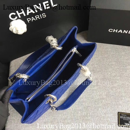 Chanel LE Boy Grand Shopping Tote Bag GST Blue Cannage Pattern A50995 Silver