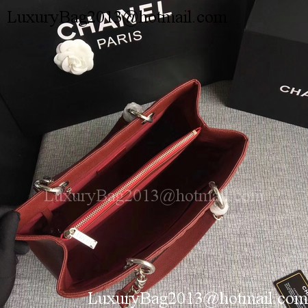 Chanel LE Boy Grand Shopping Tote Bag GST Wine Cannage Pattern A50995 Silver