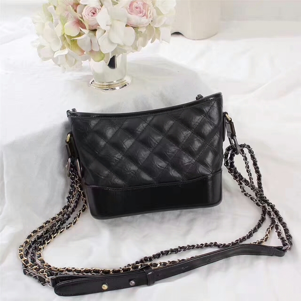 Chanel Gabrielle Calfskin Leather Shoulder Bag 8122A Black