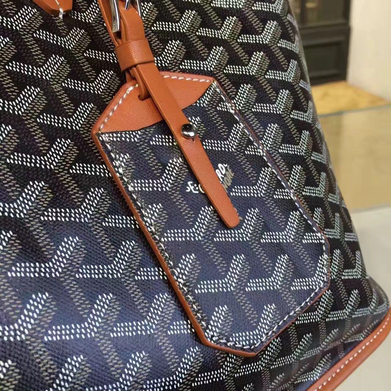 Goyard Y Doodling Calfskin Leather Tote Bag 7901 Brown