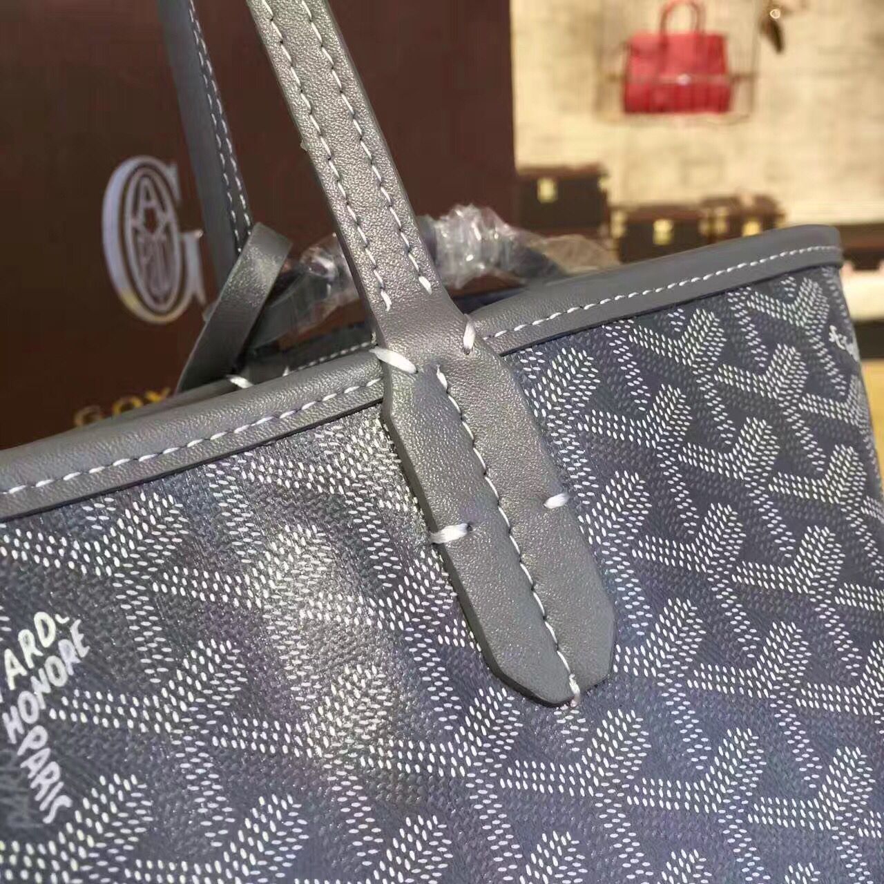 Goyard Y Doodling Calfskin Leather Tote Bag 7901 Dark Blue