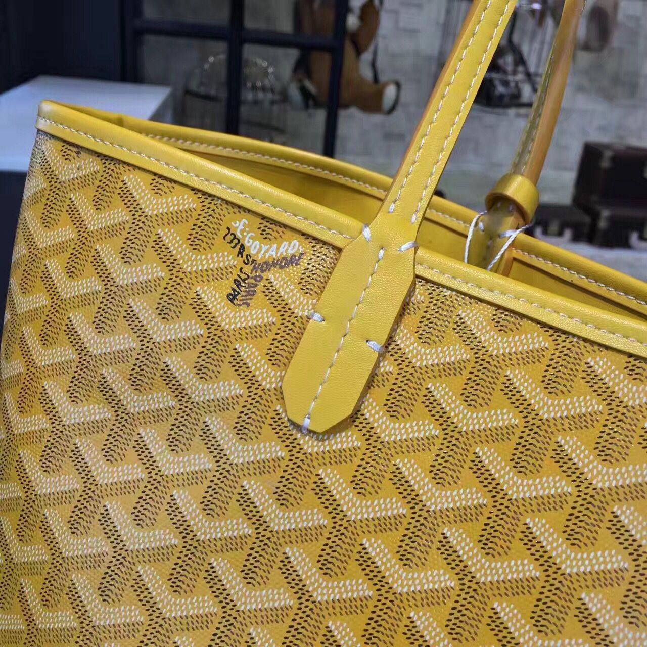 Goyard Y Doodling Calfskin Leather Tote Bag 7901 Yellow